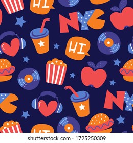 new york symbols background for textile, print, wallpaper