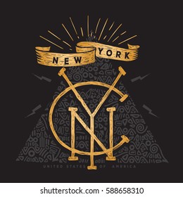 New York t shirt apparel fashion print tee graphics Custom type design Hand drawn typographic.