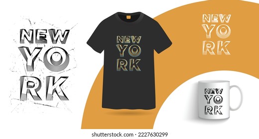 New york t shirt and coffee mug design template