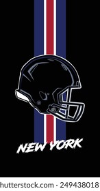 New York Team Colored Football helmets Stripes Black Background