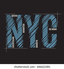 New York tee print. T-shirt design graphics stamp label typography. Vector illustration.