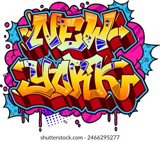 New York text in graffiti art text vector illustration