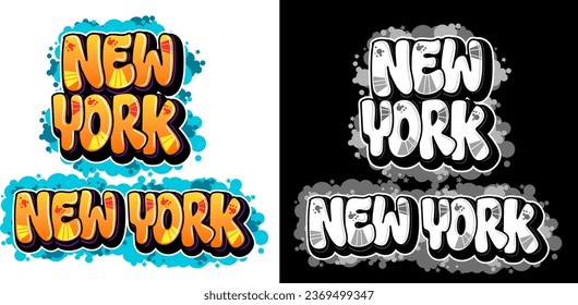 New York text in graffiti font style. Graffiti text vector illustrations.