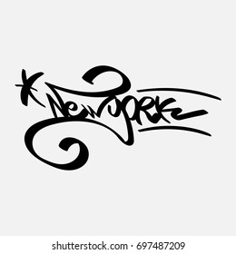 New York text in graffiti style