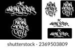 New York text in graffiti tag font style. Graffiti text vector illustrations.