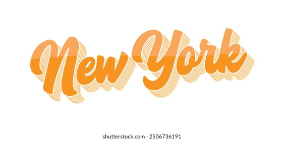 New York Text, New York Illustration, New York Vector, Handwritten New York, Calligraphy Text, East Coast City, Vector Illustration