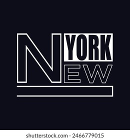 New york text typography design for tshirt print, canvas print, mug print, print on demand.