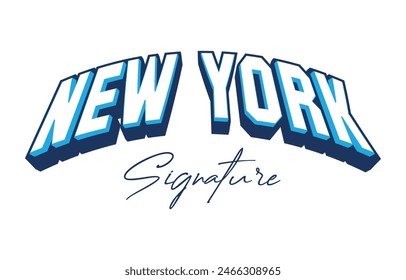 New York text vector. Editable college t-shirt design printable text vector	