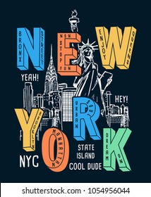 New york theme vectors for t-shirt prints and other uses