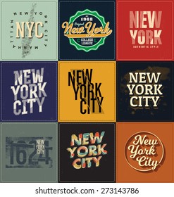 New York Themed Collection - Typographic Design Set - Classic Look Ideal For Screen Print Shirt Design