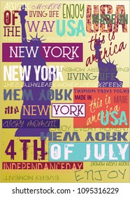 New York Themed Eclectic Poster. Abstract New York Slogan and Quote Grunge Edition for T-Shirts, Apparel, Fashion Art Prints