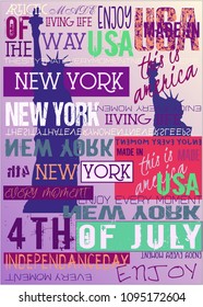 New York Themed Poster Abstract NYC Slogan and Quotes Grunge Eclectic Edition For T-shirt Print Apparel Fashion Art