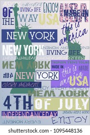 New York Themed Poster Abstract NYC Slogan and Quotes Grunge Eclectic Edition For T-shirt Print Apparel Fashion Art