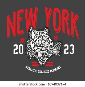 New york tiger graphic design vector art