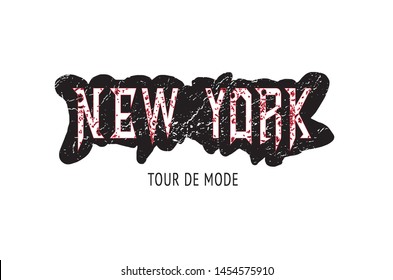 New york tour de mode rock style letter illustration