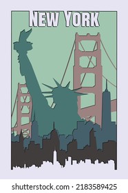 New York travel poster Vintage style vector