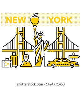 New York Traveling Illustration Modern Line