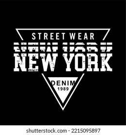 NEW YORK triangle  line effect grunge design typography, vector graphic illustration, for printing t-shirts and others