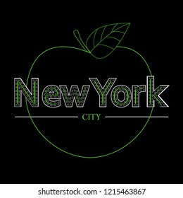 New York t-shirt design. NY typography graphics for tee shirt with slogan. Pattern for poster, print, banner, flyer. Athletic clothes. Vector illustration.