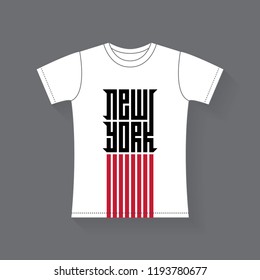 New York - t-shirt design. Vector tee shirt graphics with lettering.