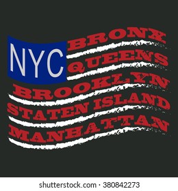 New York T-shirt Typography Graphics, Vector Illustration