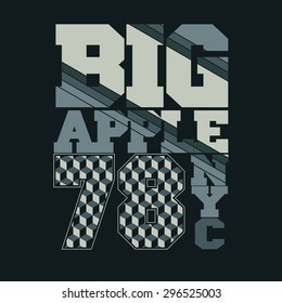 New York typography, Big Apple. T-shirt design, sport emblem - vector art