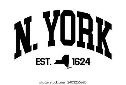 New York typography design with map vector. Editable college t-shirt design printable text effect vector	