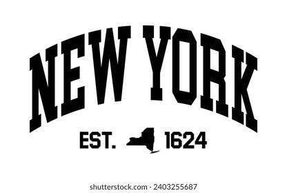 New York typography design with map vector. Editable college t-shirt design printable text effect vector	