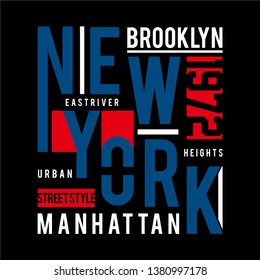 Diseño tipográfico de pantalones de Nueva York, prendas de diseño y bordado