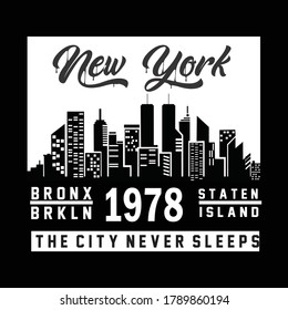 New York typography design t-shirt print vector illustration 