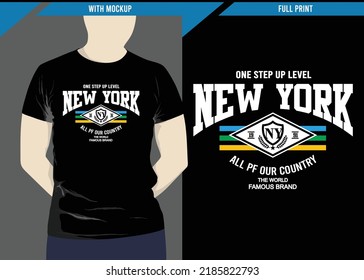 New york typography design with t-shirt mockup, vector illustration