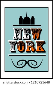 New York typography design with vintage concept