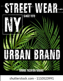 New york typography with floral illustration. T shirt graphic . Vectors