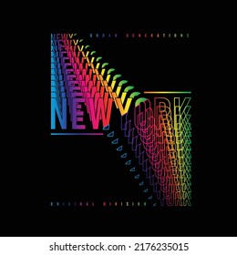 New York Typography gradient typographic poster sliced text lettering graphic for t shirt print design tee graphic vector