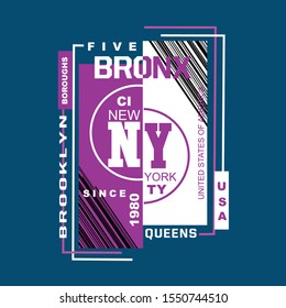 new York typography graphic design artistic line concept for trendy t shirt print,illustration art - vector