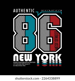 new york typography graphic design  for print t shirt design with number text effect, vector illustration