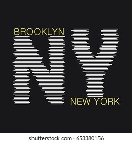 New York typography graphics. Brooklyn print for t-shirt, design of clothes. Stamp for sport apparel. Vector illustration.