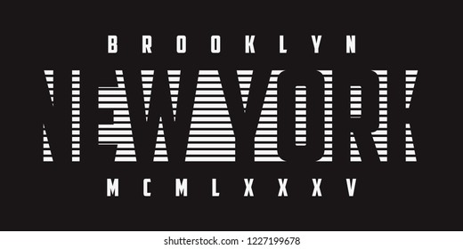 New York typography graphics for b/w t-shirt. Brooklyn slogan tee shirt print. Vector illustration.