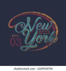 Nueva york Typography grunge letra de texto ilustración vectorial auténtica para la impresión de camisetas vectorial gráfico