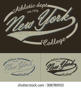 New York typography Handmade Writing Logo. T-shirt lettering emblem set vector