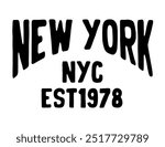 New york typography slogan. Varsity athletic vintage for t shirt. Nyc tee shirt graphics, urban print. Vector illustration.
