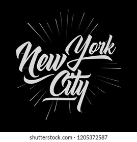 New York Typography with starburst. Print for t-shirt or poster. Vector illustration.