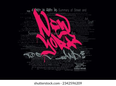 new york typography street art graffiti, typography street art graffiti with spray splash effect for t shirt or sweatshirt.