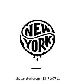 New York. Typography for t shirt. Handwritten circular calligraphy lettering for greeting cards, posters, prints for home decorations. Vector illustration