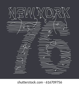 New York typography with a thread ,  tee shirt graphics, vectors , typography