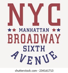 New York typography, t-shirt graphics, vectors