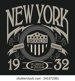 New York typography, t-shirt graphics, vectors