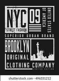 New York typography, t-shirt graphics. vector illustrations.