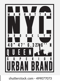 New York typography, t-shirt graphics. vector illustrations.