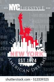 New York typography, t-shirt graphics. New York vector illustration 